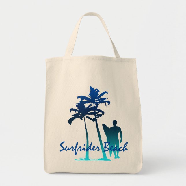 Tote Bag Surfrider Beach Hawaiian Palm Tree Blend (Devant)