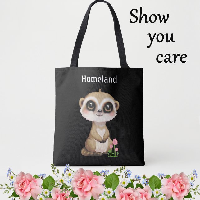 Tote Bag Suricate et fleurs personnalisés mignons (Créateur téléchargé)