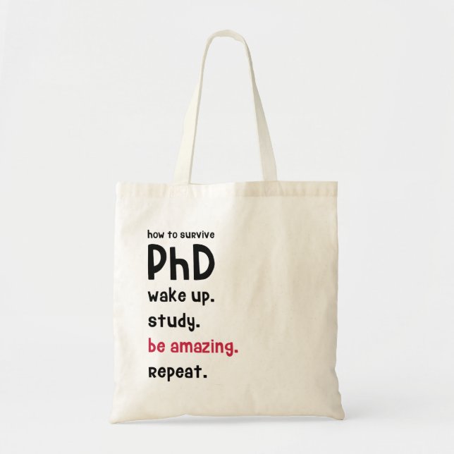 Tote Bag Surivive PhD (Devant)