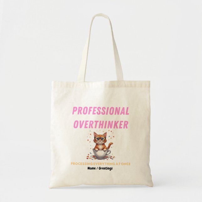 Tote Bag Surpenseur Professionnel Humour de Chat Relatable (Devant)