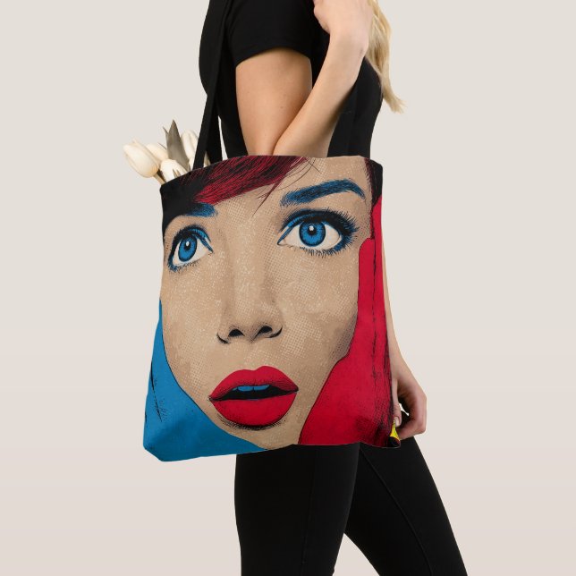 Tote Bag Surprised Woman in Pop Art (De près)