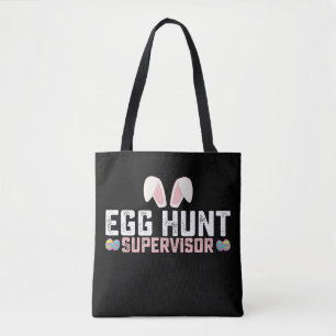 Tote Bag Surveillant de chasse aux œufs drôle de lapin de P