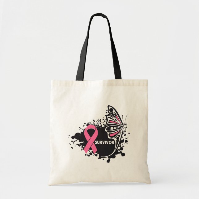 Tote Bag Survivant Abstrait Papillon Cancer du sein (Devant)