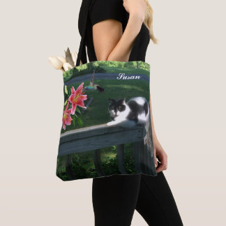 TOTE BAG SUSAN-CAT-HUMMINGBIRD
