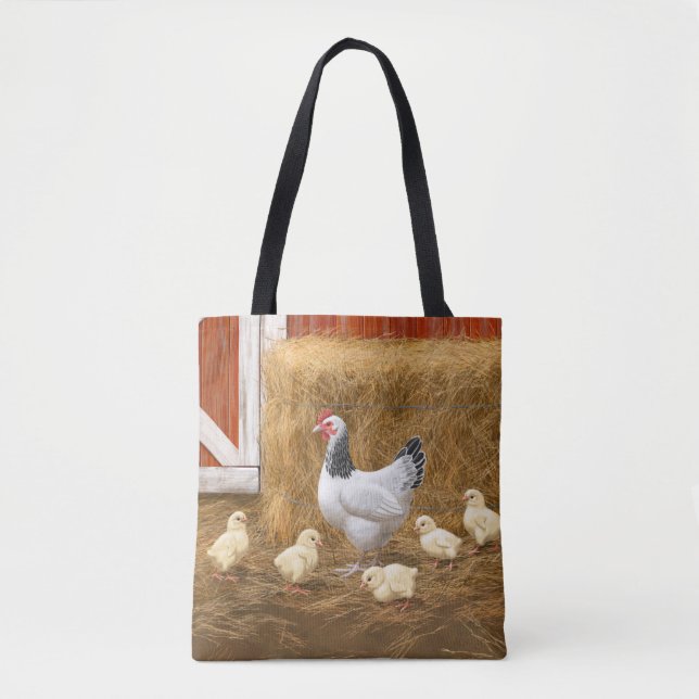 Tote Bag Sussex Chicken Mama Hen et Chicks (Devant)