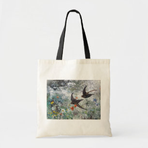 Tote Bag Swallow and Flower Field, Bruno Liljefors