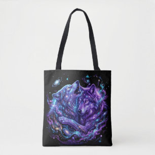 Tote Bag Sweat à capuche Loup de la Galaxie Mystique – Art
