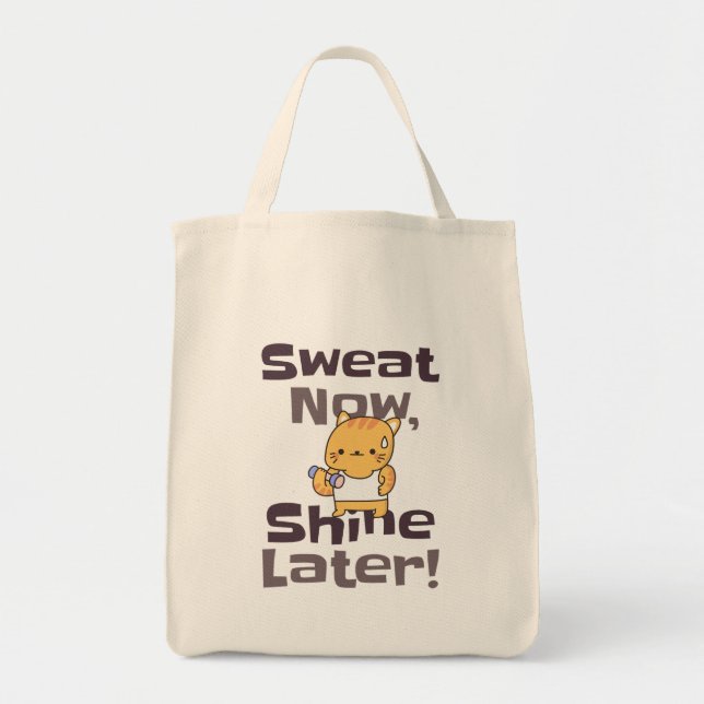 Tote Bag Sweat Now, Shine Ultérieurement - Fitness Cute Cat (Devant)