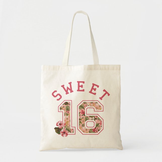 Tote Bag Sweet 16 Athletic Rose Floral (Devant)