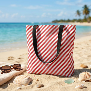 Tote Bag Sweet Candy Red White Stripes Shopping