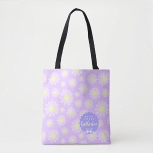 Tote Bag Sweet Daisy Baby Pastel Beige violet rose