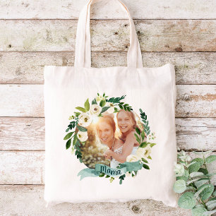 Tote Bag Sweet Greenery Wreath Mama Photo