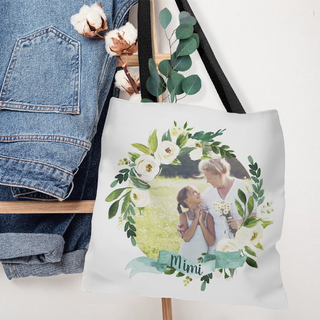 Tote Bag Sweet Greenery Wreath Mimi Photo (Créateur téléchargé)