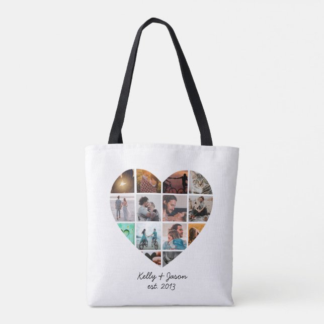 Tote Bag Sweet Heart 14 Photo Collage Love Family (Dos)
