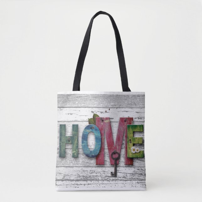 Tote Bag Sweet Home Bois Planche Clé murale (Devant)