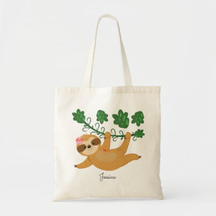 Tote Bag Sweet Little Girly Sloth Nom personnalisé