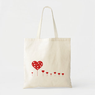 Tote Bag Sweet Lovely Romantique Rouge Coeurs blancs