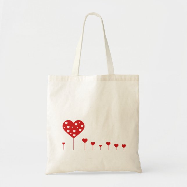 Tote Bag Sweet Lovely Romantique Rouge Coeurs blancs (Devant)