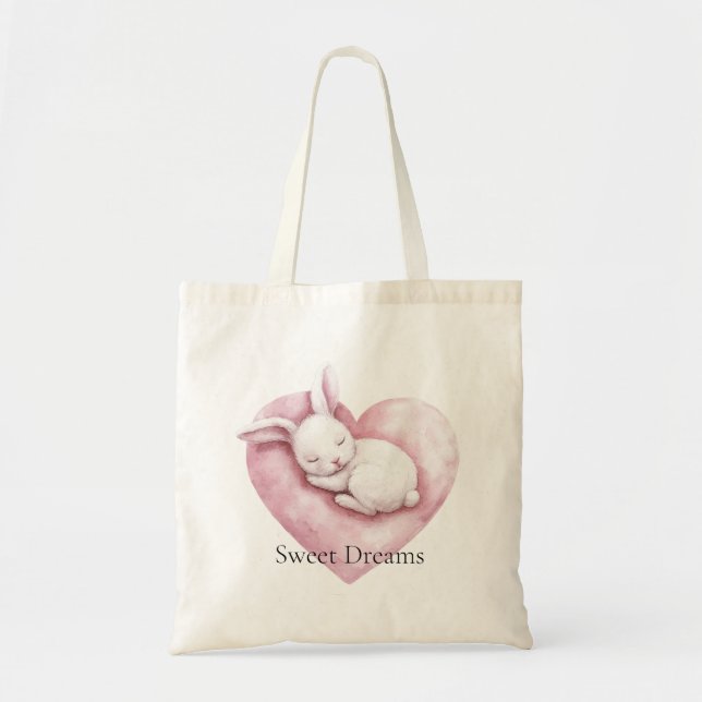 Tote Bag Sweet Pink Heart Bunny Heart Pillow (Devant)
