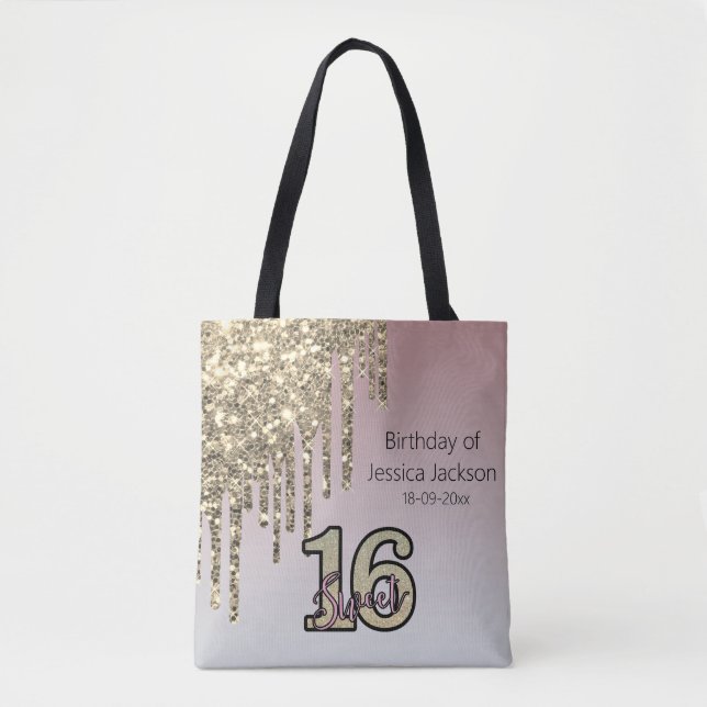 Tote Bag Sweet sixteen or rose rose pâle (Devant)