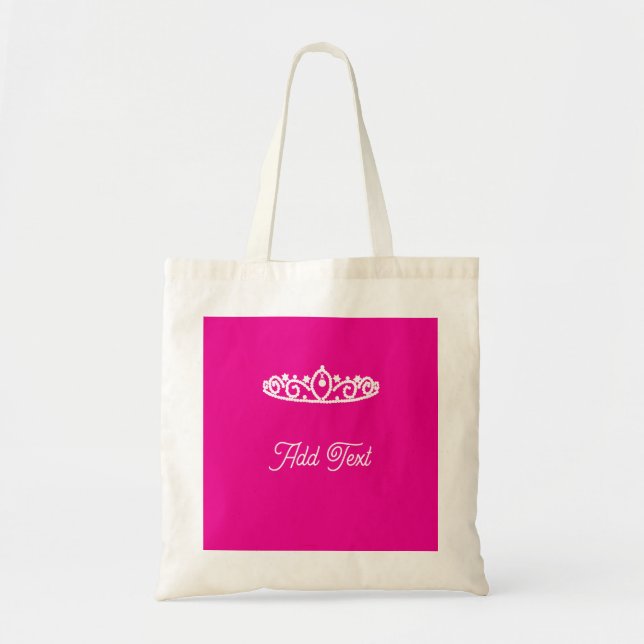 Tote Bag Sweet Sixteen White & Pink Tiara Bag Favour  (Devant)