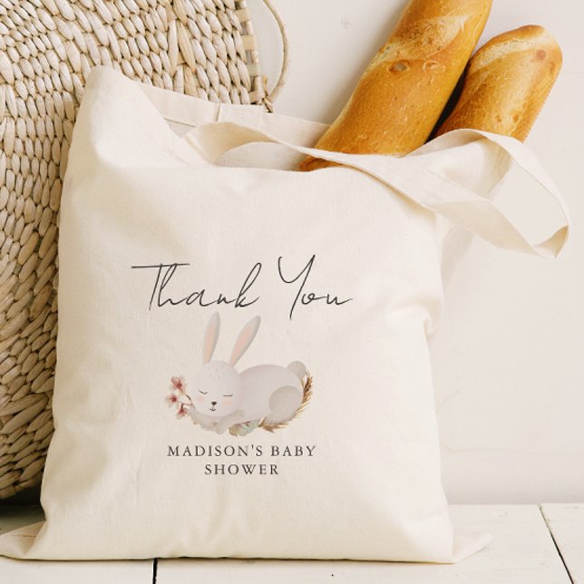 Tote Bag Sweet Sleeping Bunny Calligraphy Baby Shower (Créateur téléchargé)