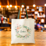 Tote Bag Sweet Summer Roses Garland Personnalisé<br><div class="desc">Sortez avec élégance avec ce sac fourre-tout personnalisé rose élégant et sucré d'été. Une faveur de mariage idéale pour femme d'honneur. Conçu par Thisisnotme©</div>