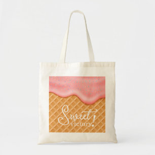 Tote Bag Sweet Victory Ice Crème Cone Sprinkes amusant rose