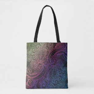 Tote Bag Swirl prismatique Arc-en-ciel Fractal Feather Ar