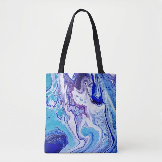 Tote Bag Swirls of Dynamic Blues on Tote (Devant)