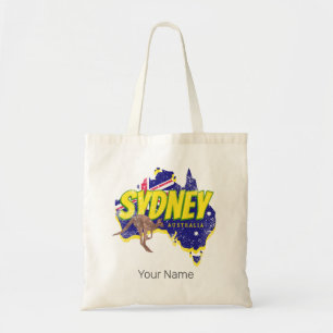 Tote Bag Sydney Australie Rétro Kangaroo Et Drapeau Vintage