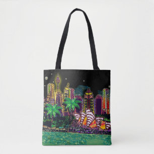Tote Bag Sydney Harbour Black Sky par Sequin Dreams Studio