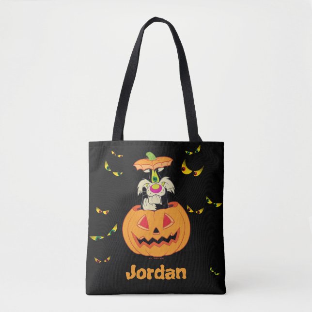 Tote Bag SYLVESTER™ Caché dans un Jack-o-Lanterne (Devant)
