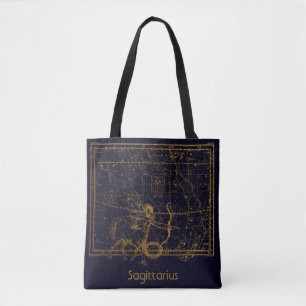 Tote Bag Symbole astrologique vintage bleu sagittaire zodia