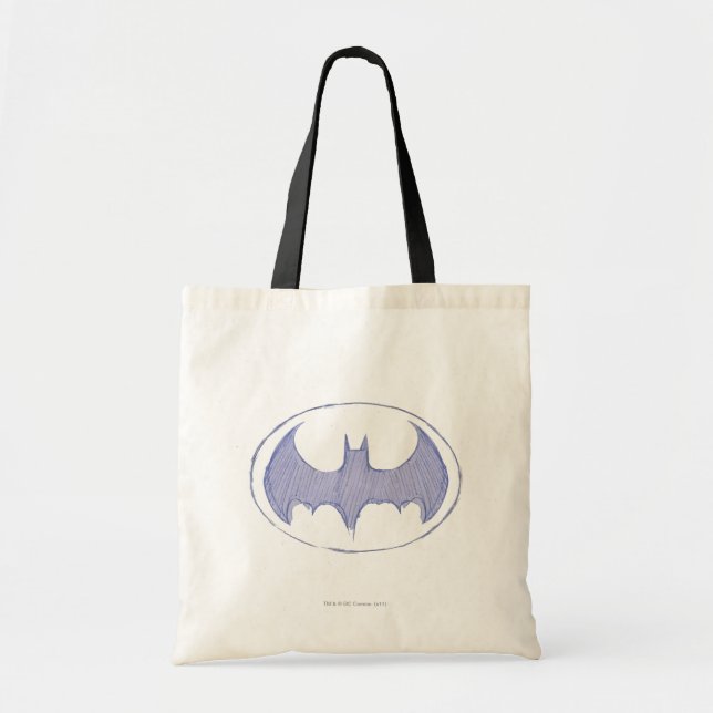 Tote Bag Symbole Batman | Carnet de croquis en violet (Devant)