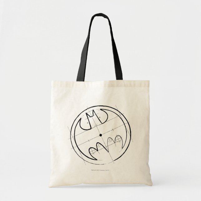 Tote Bag Symbole Batman | Logo technique d'esquisse (Devant)