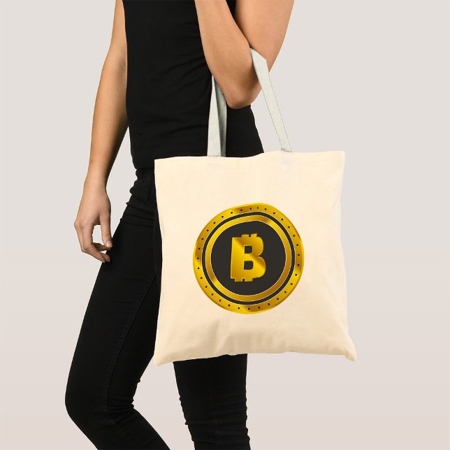 Tote Bag Symbole Bitcoin doré Monnaie numérique (Créateur téléchargé)