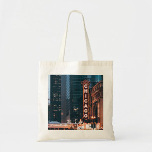 Tote Bag SYMBOLE Chicago Illinois Neon Nuit