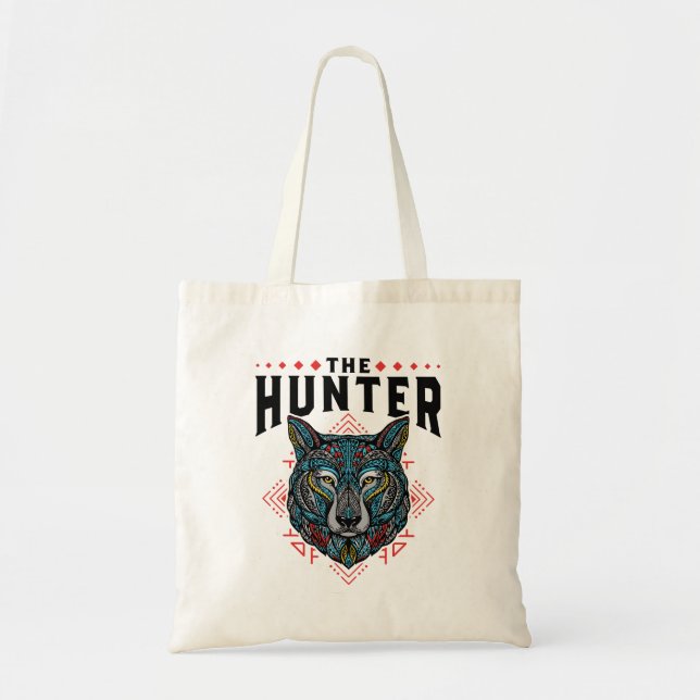 Tote Bag Symbole d'art du loup amérindien The Hunter (Devant)