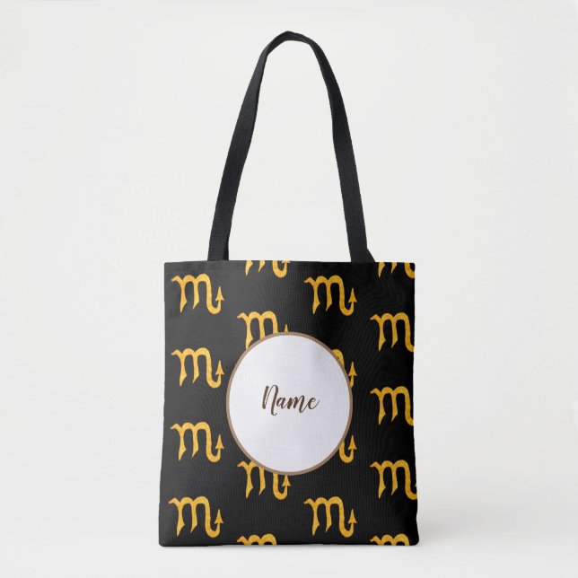 Tote Bag Symbole d'astrologie Golden Scorpio Personnalisé (Devant)