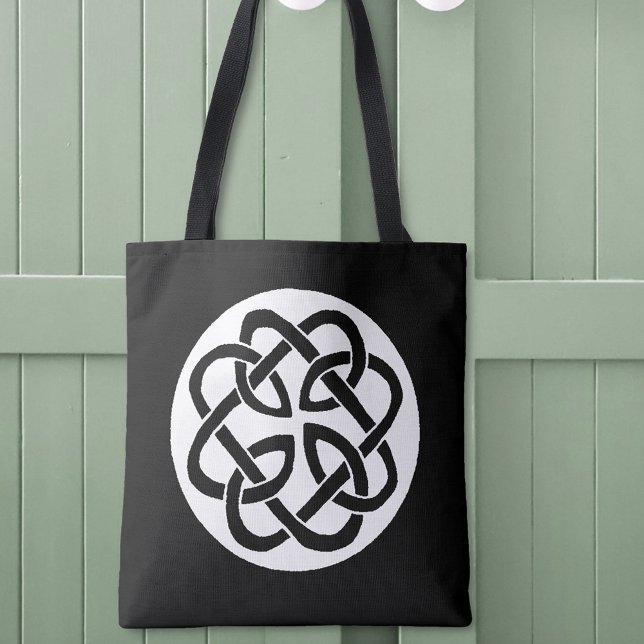 Tote Bag Symbole de cercle en entrelacs celtique noir et bl (Créateur téléchargé)