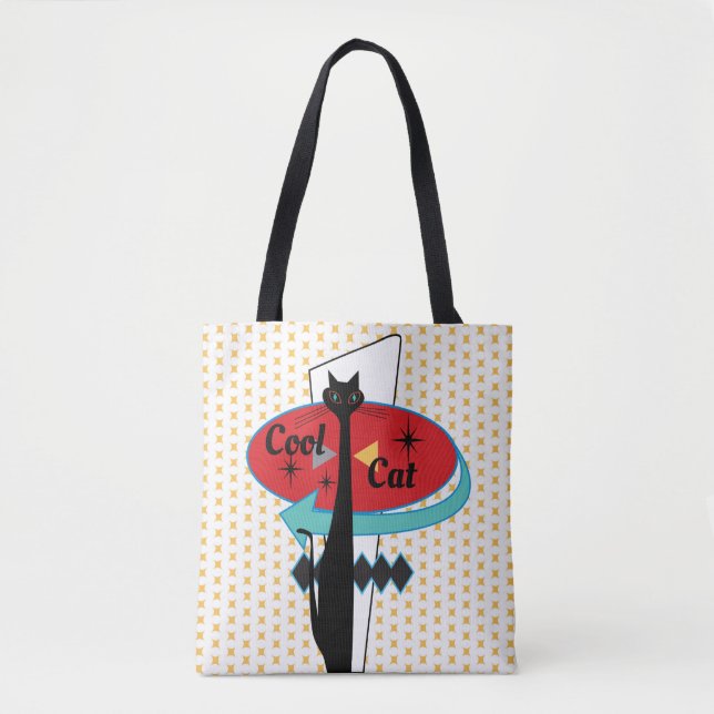 Tote Bag Symbole de chat Cool moderne de l'ère rétro atomiq (Devant)