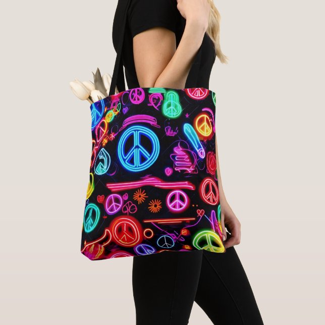 Tote Bag SYMBOLE DE LA PAIX DE NEON Motifs (De près)