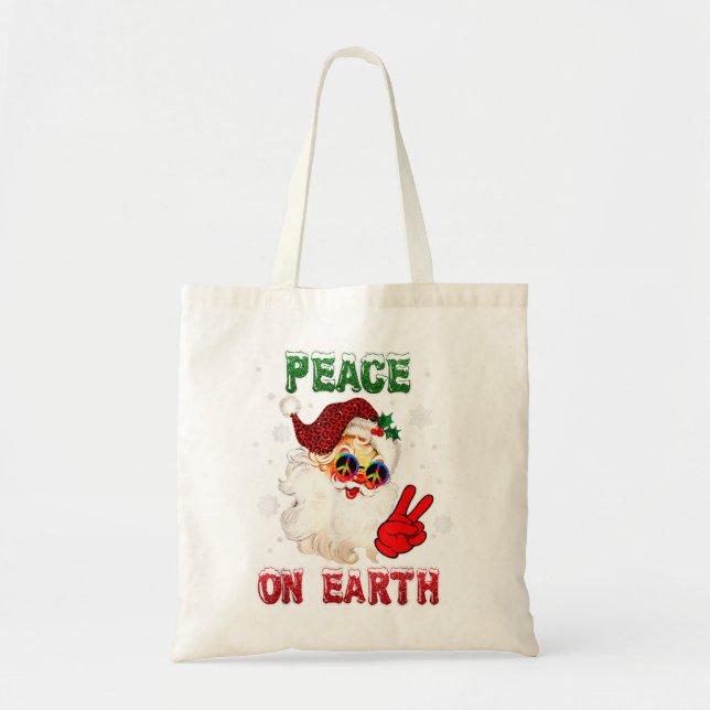 Tote Bag SYMBOLE DE LA PAIX Joyeux Noël Chapeau de Noël (Devant)