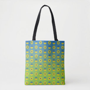 Tote Bag Symbole de la paix pour l'Ukraine et tournesol