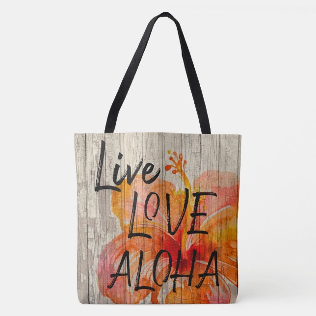 Tote Bag Symbole de la plage d'Aloha Hibiscus Live Love (Devant)