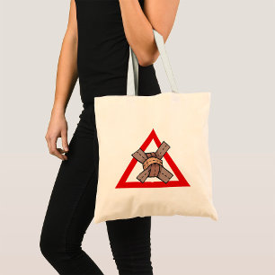 Tote Bag Symbole de la route d'avertissement de noeud de tr