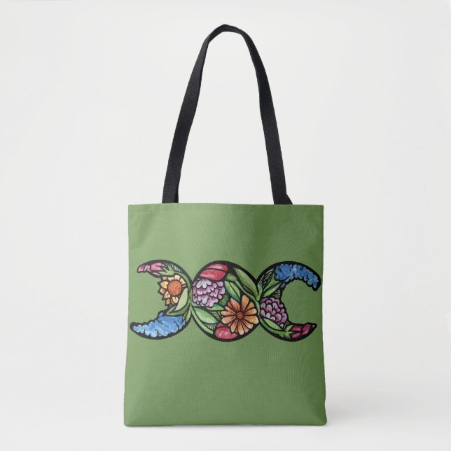 Tote Bag Symbole de la Triple Lune Fleurir (Devant)