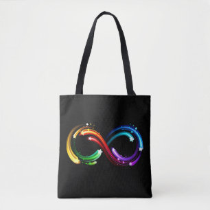 Tote Bag Symbole de l'infini de comètes arc-en-ciel