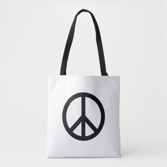 Tote Bag Symbole de paix Anti Guerre noir blanc moderne (Devant)